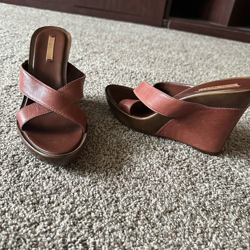 Brown Wedge Sandals - Picture 7 of 9